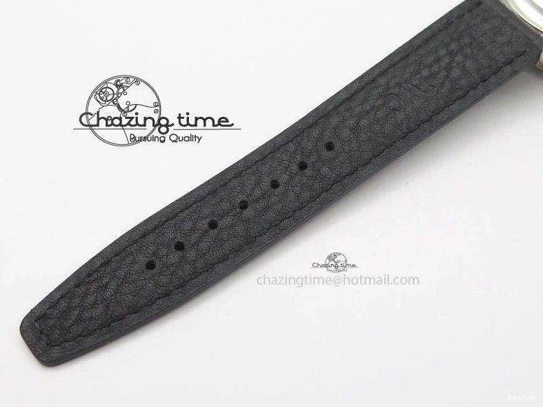 MIROTIME 0509 Minimalist Portuguese 40mm Chrono SS Black Dial On Black Leather Strap A 7382